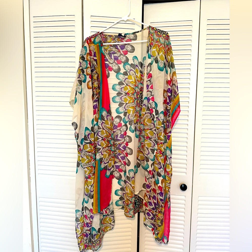 Multi color swim kimono cover up size Large